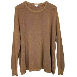 Minnie Rose Brown Sweater Open Knit Cotton Cashmere Womens Size M/L